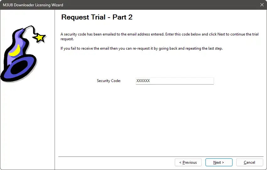 Licensing Wizard - Request Trial (Part 2) Page