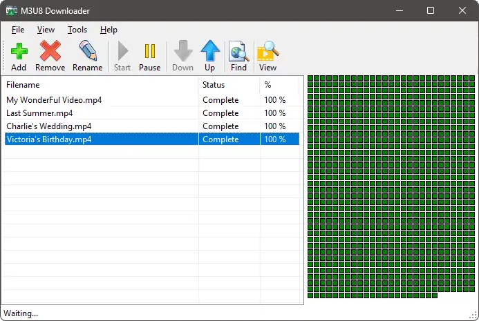 Main window in M3U8 Downloader showing completed downloads