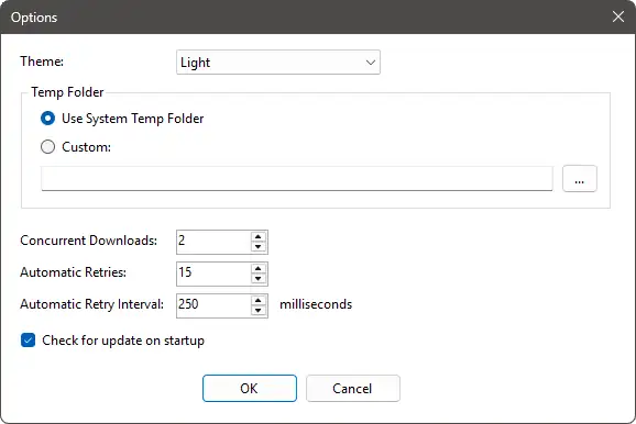 M3U8 Downloader Application Options