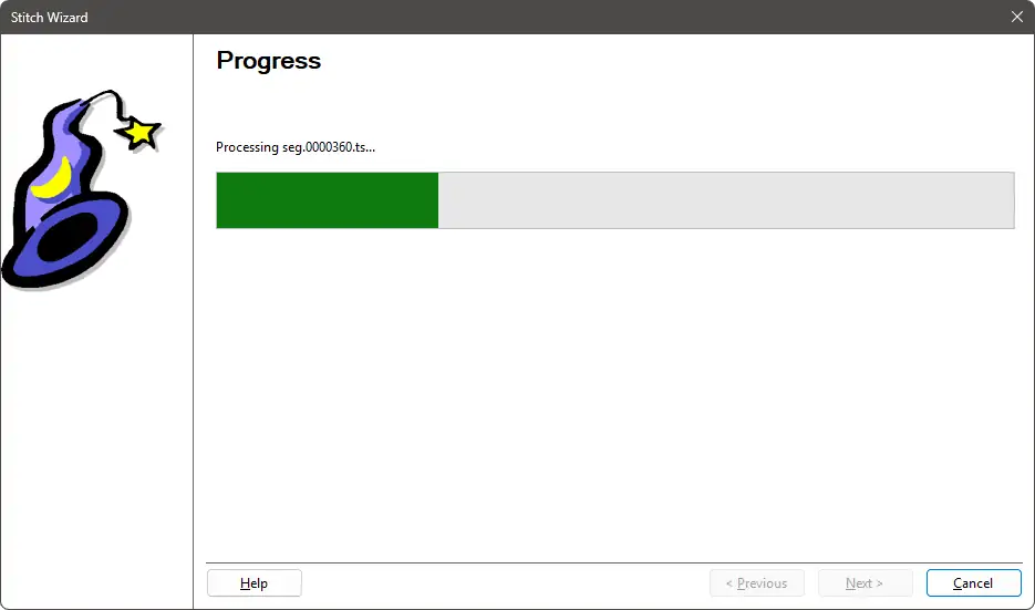 Stitching Wizard - Progress Page