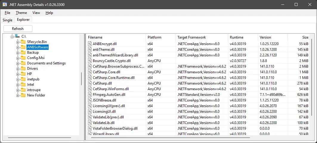 File Explorer .NET assembly details