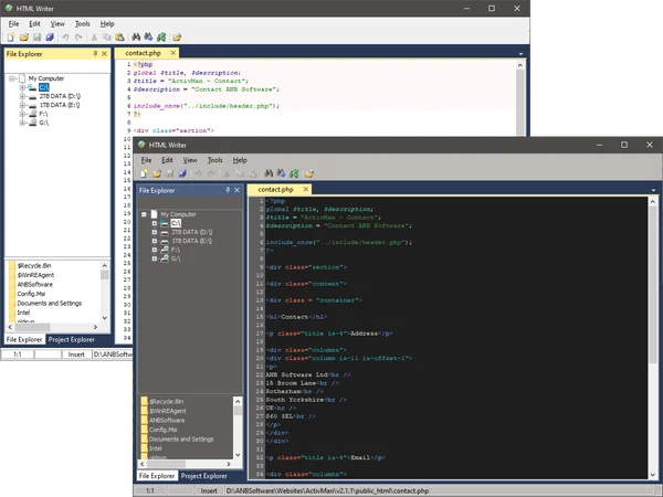 HTMLWriter Main Window - Theme Comparison